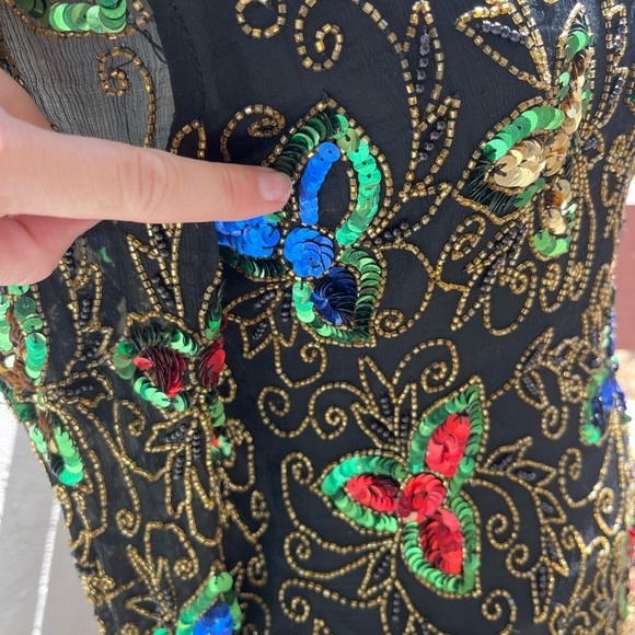 Fairycore Beaded Top | Vintage STENAY | 1980s Silk Sequin Blouse - Picture 12 of 14